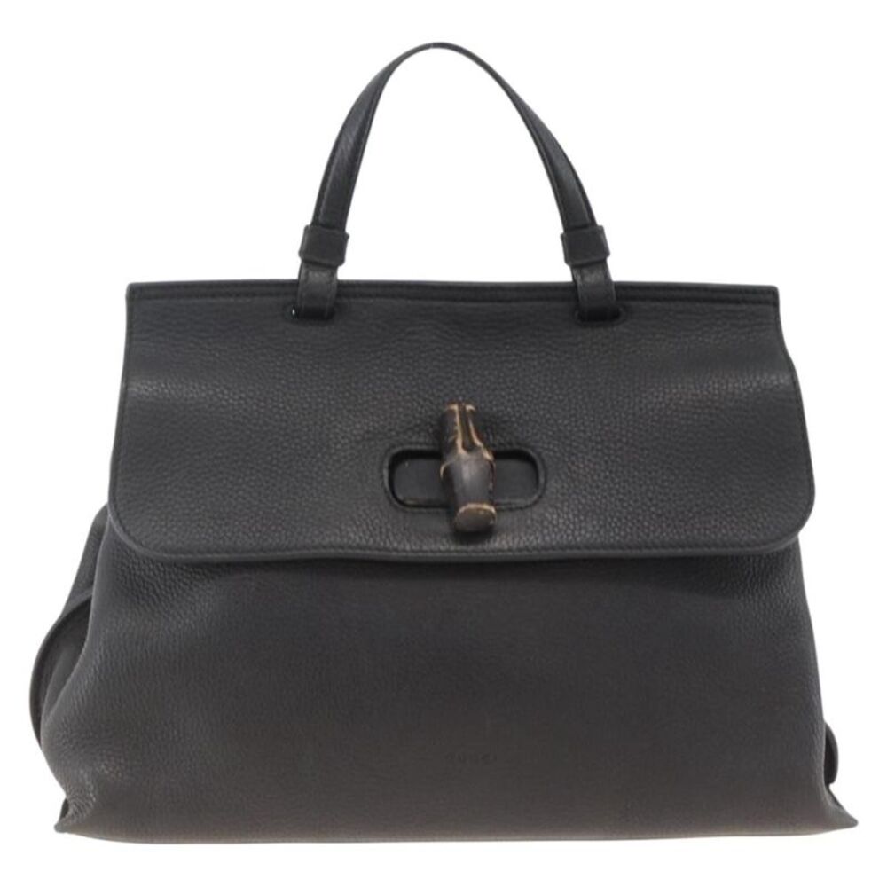 Gucci Bamboo Daily Top Handle Leather Black Leather Handbag